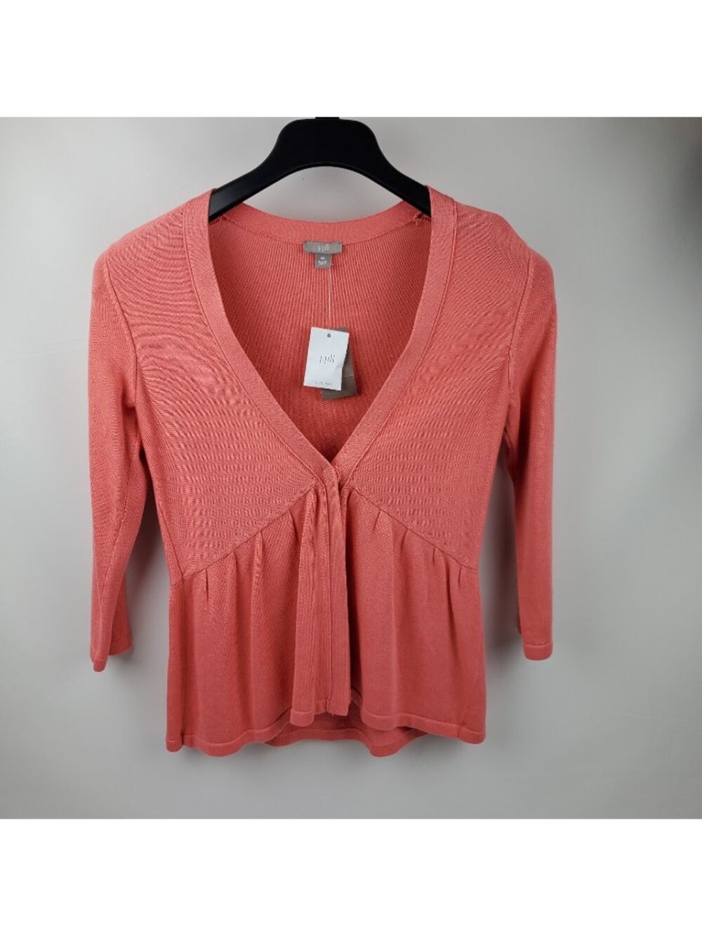 J Jill Womens Cardigan Long Sleeve V-Neck One Button Salmon XS Silk & Cotton NWT